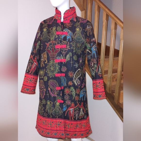 Vintage Jackets & Blazers - Eclectic embroidered long jacket